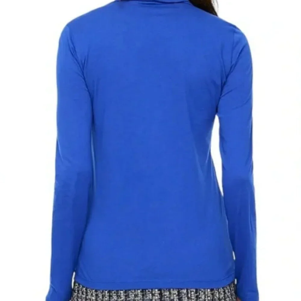 J Crew Long Sleeve Ultra Thin Relaxed Straight Tissue Turtleneck Top Royal Blue